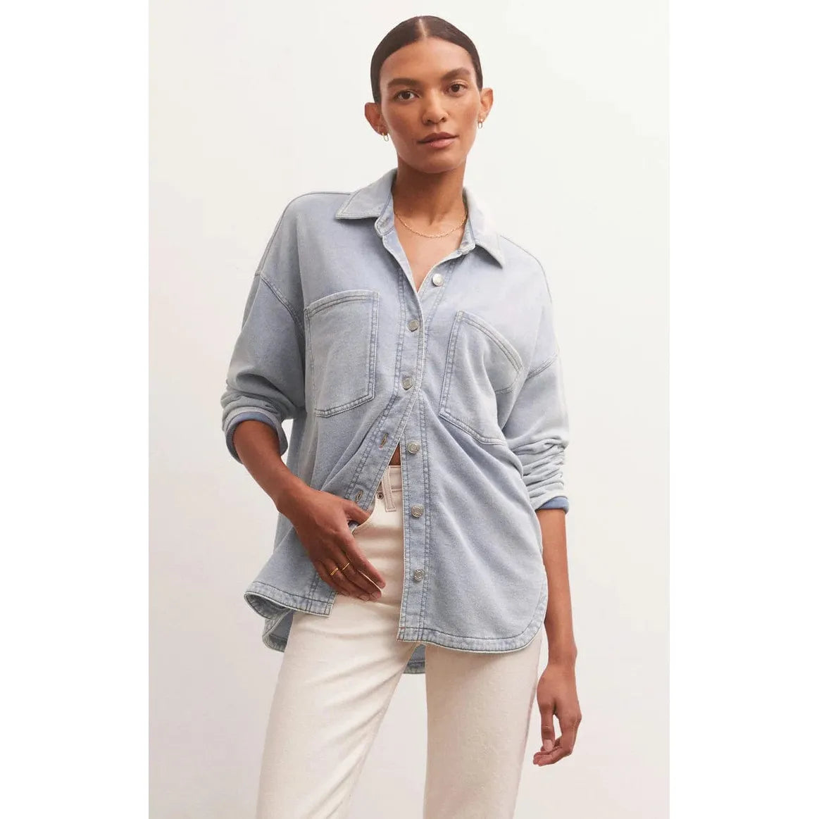 Z SUPPLY Washed Indigo / XS Z Supply All Day Knit Denim Jacket