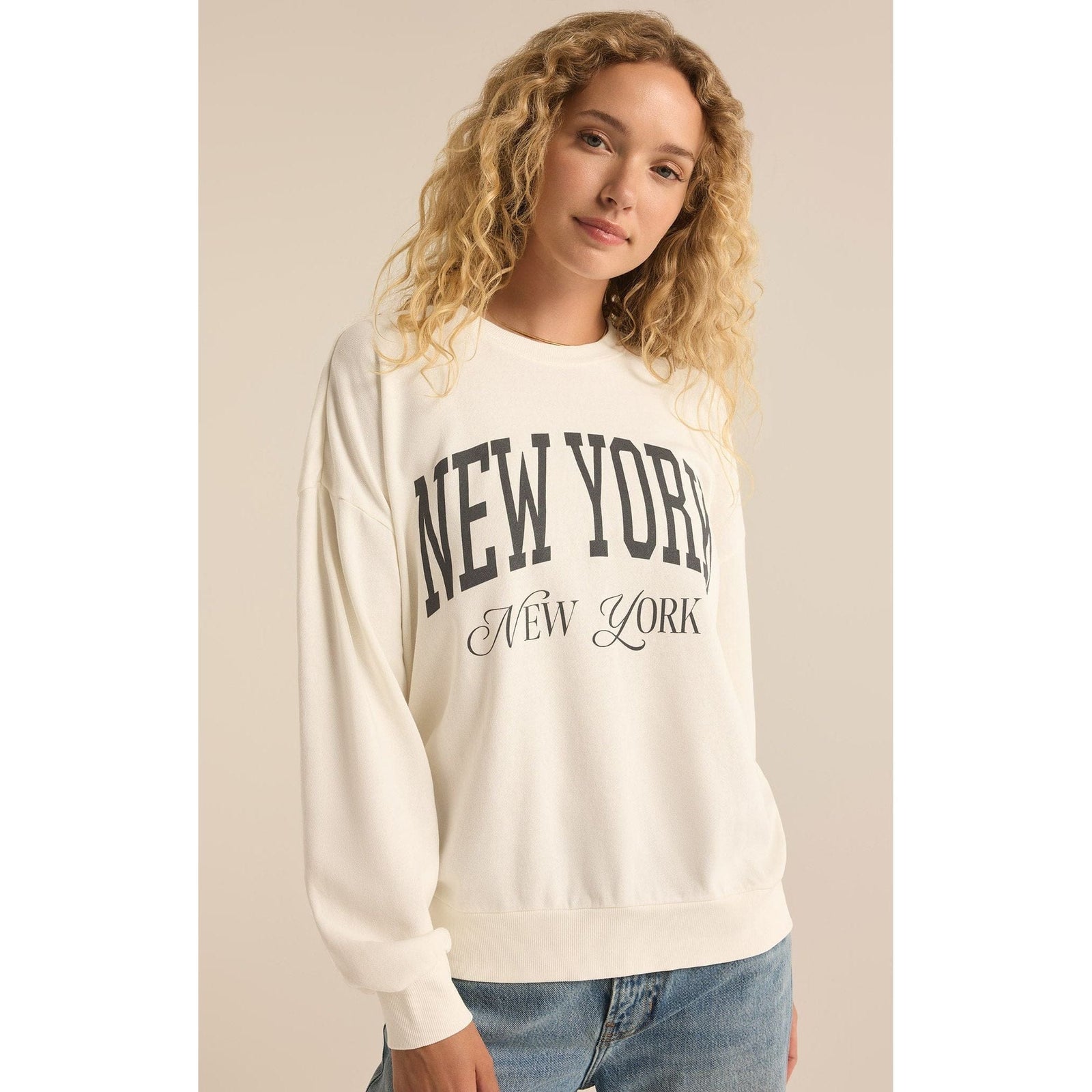 Z SUPPLY Sea Salt / XS Z Supply NY NY Sunday SweatShirt