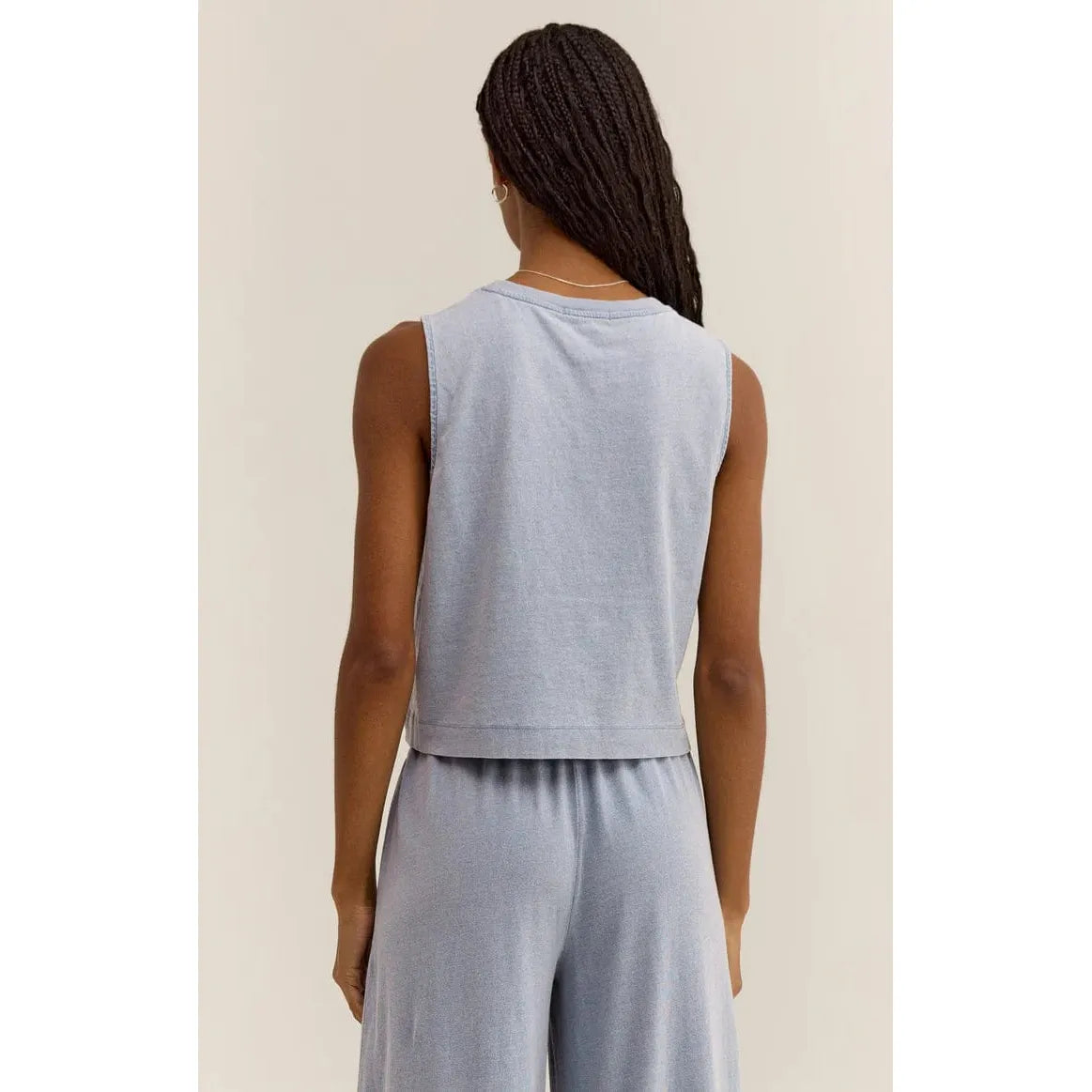 Stylish back view of the Z Supply Sloane Washed Jersey Tank, showcasing its soft, lightweight fabric and casual elegance.