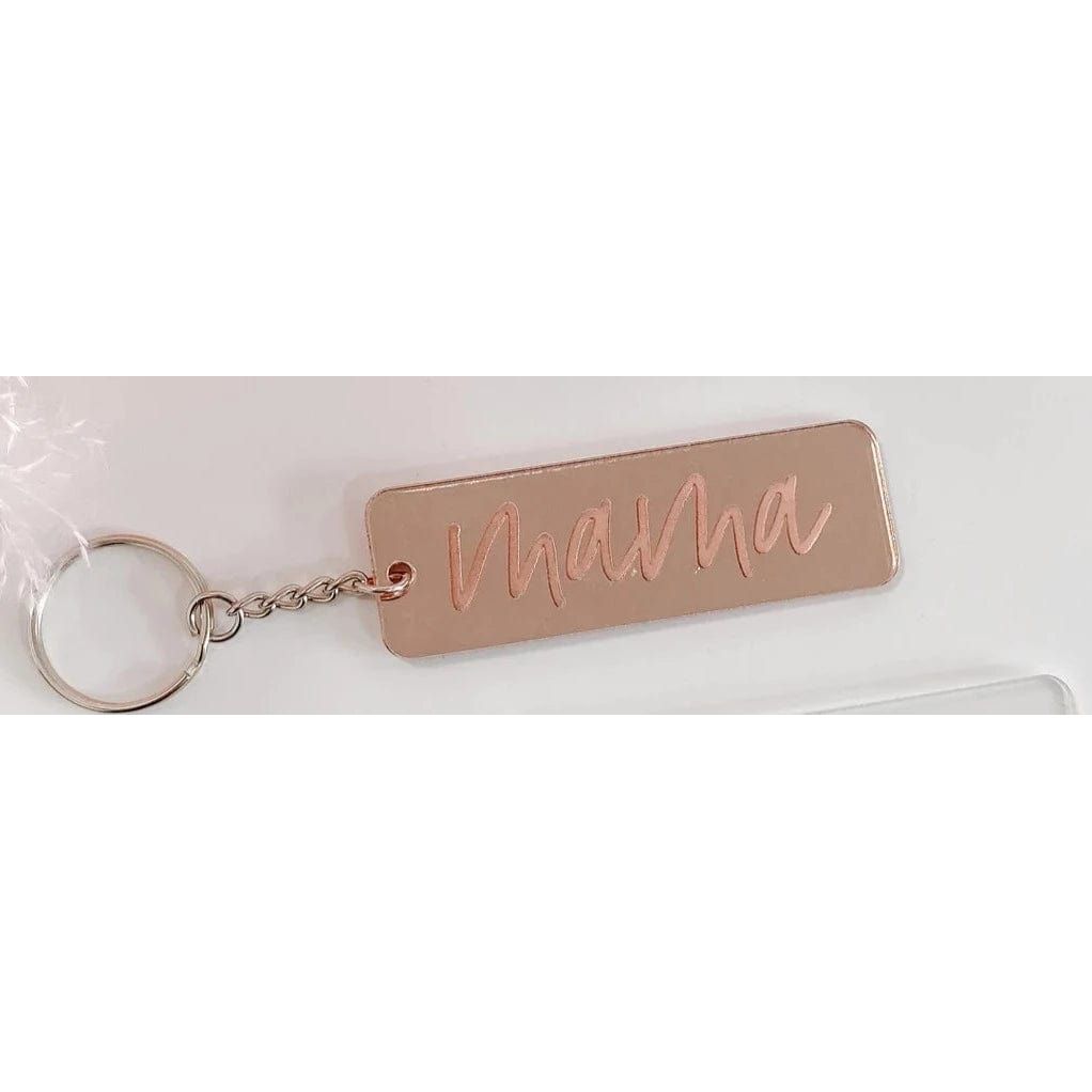 Blonde Ambition Mama Script Engraved Rectangle Keychain