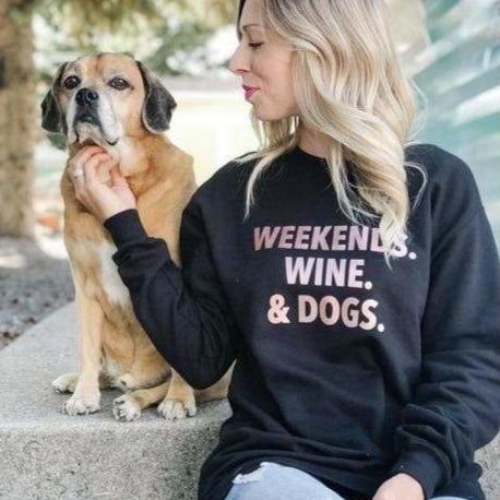 Blonde Ambition Weekends Wine & Dogs Crew Sweatshirt
