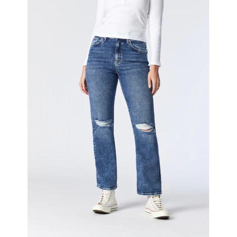 Mavi Jeans Med Blue / 24 Mavi Barcelona Wide Leg Mid Ripped Recycle Blue Denim