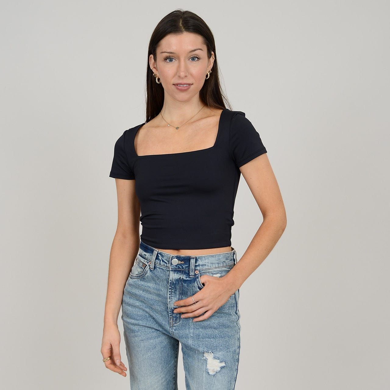 RD Black / XS Second Skin Stacy Short Sleeve Top