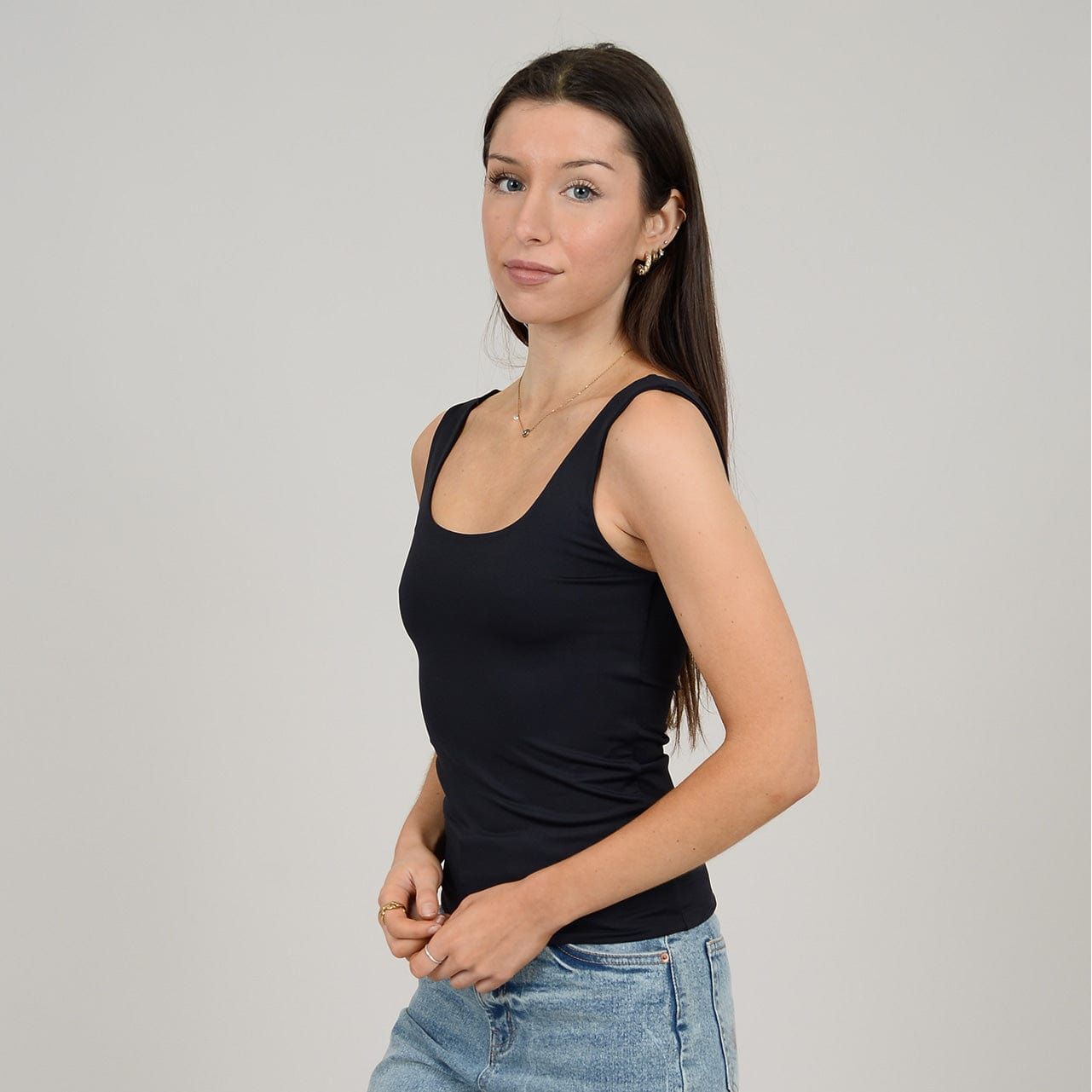 RD Black / XS Second Skin Tanith Double Uneck Tank Top