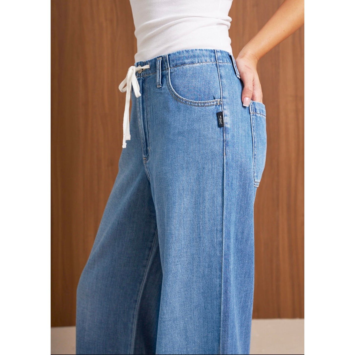 Silver Wide Leg Drawstring Beach Pant