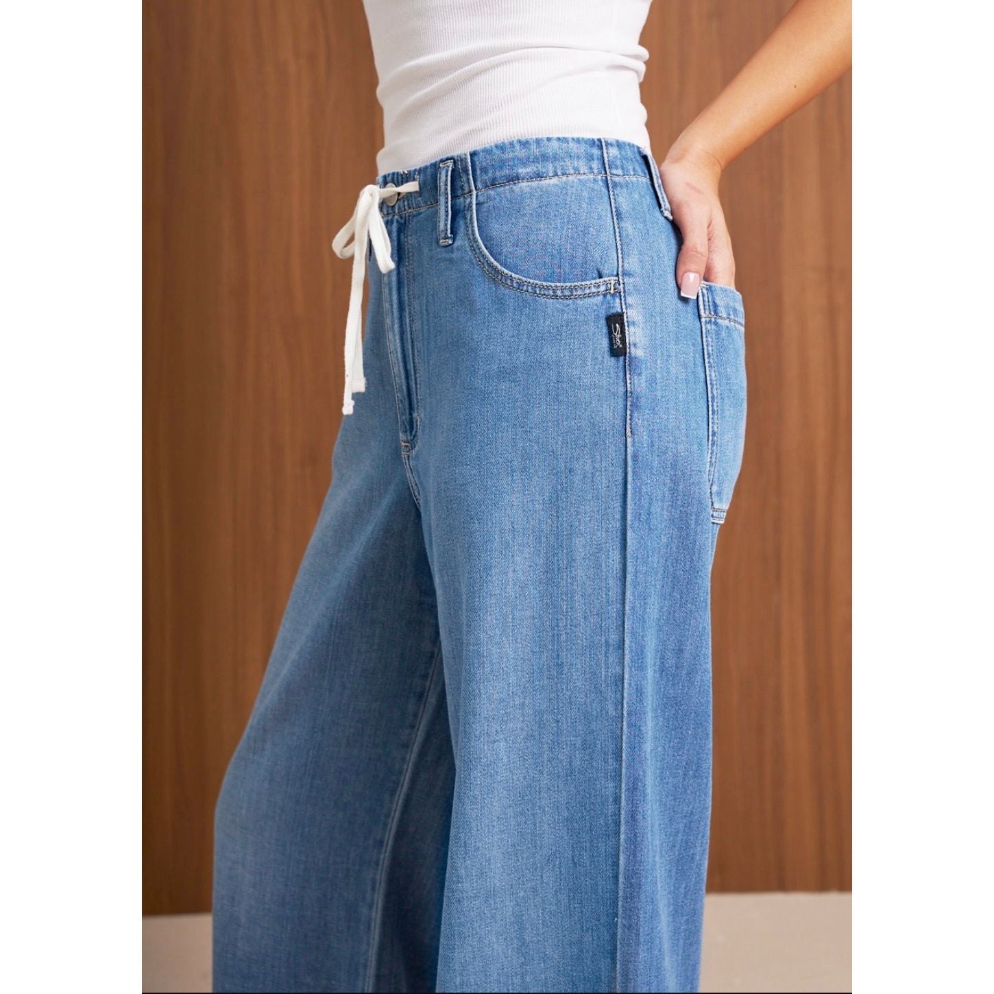 Silver Wide Leg Drawstring Beach Pant