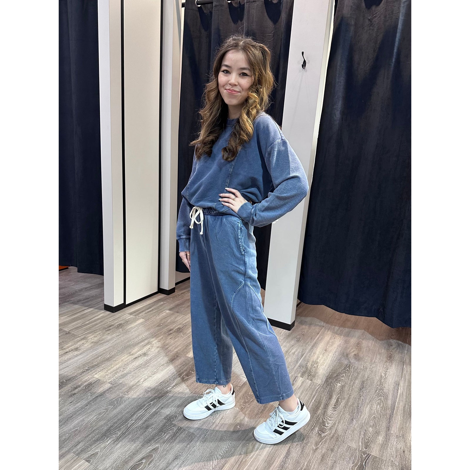 Kacey French Terry Pull Over Crew Top