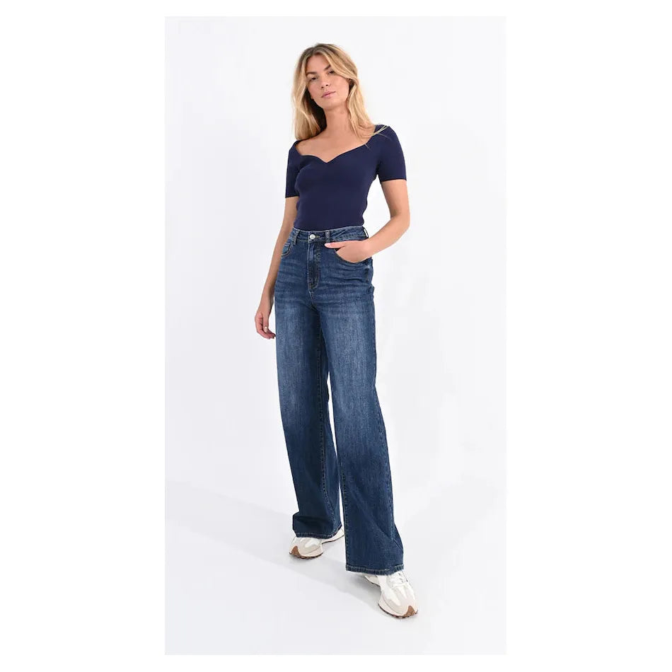 Molly Bracken Jamie Wide Leg Brut Denim Pant