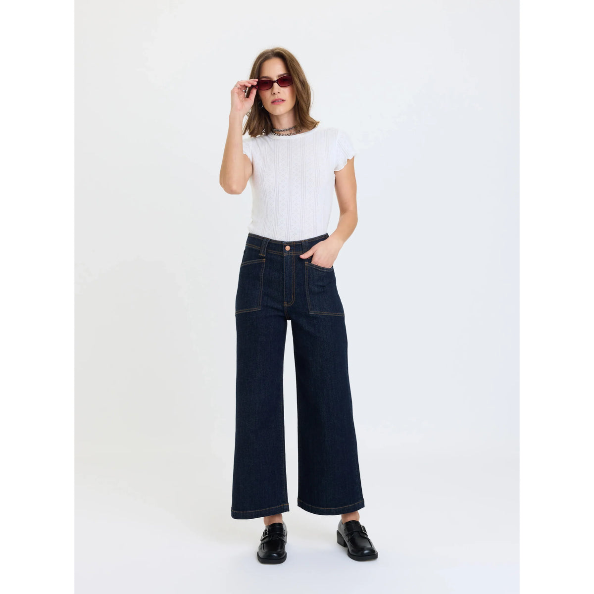 Daze Valley Girl Wide Leg Ankle in Rinse