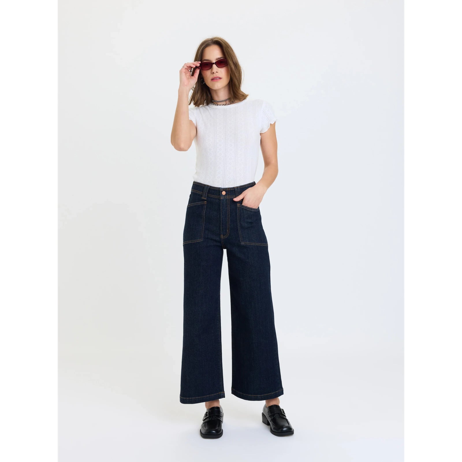 Daze Valley Girl Wide Leg Ankle in Rinse