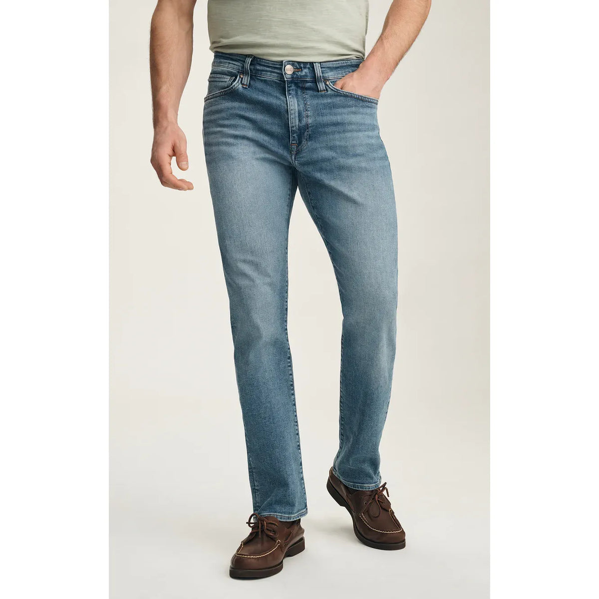 34 Heritage Camino Lt Brushed Vintage jeans in light blue vintage denim, straight leg, mid rise, subtle fading.