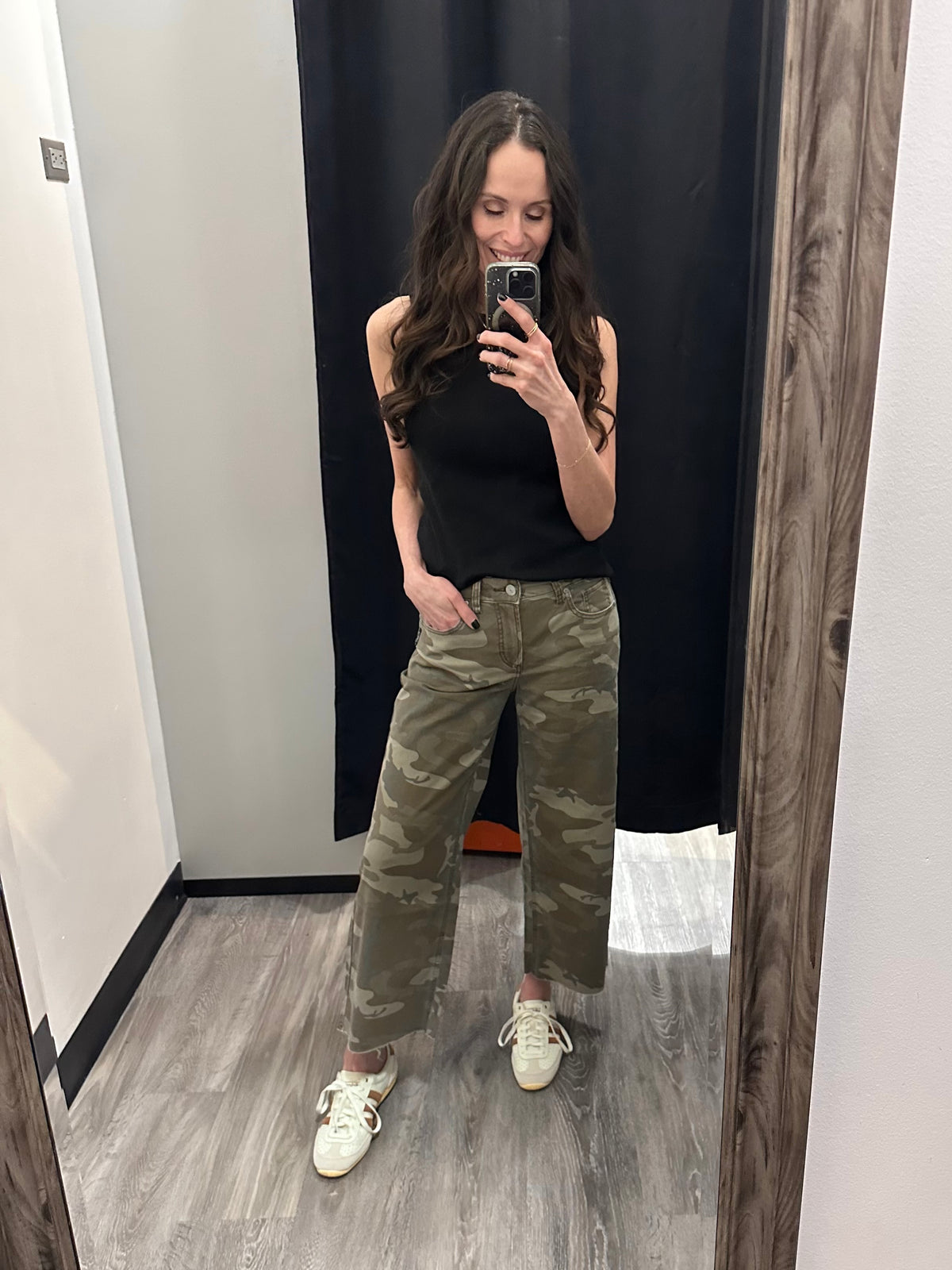 Silver Suki Wide Leg Crop in Camo