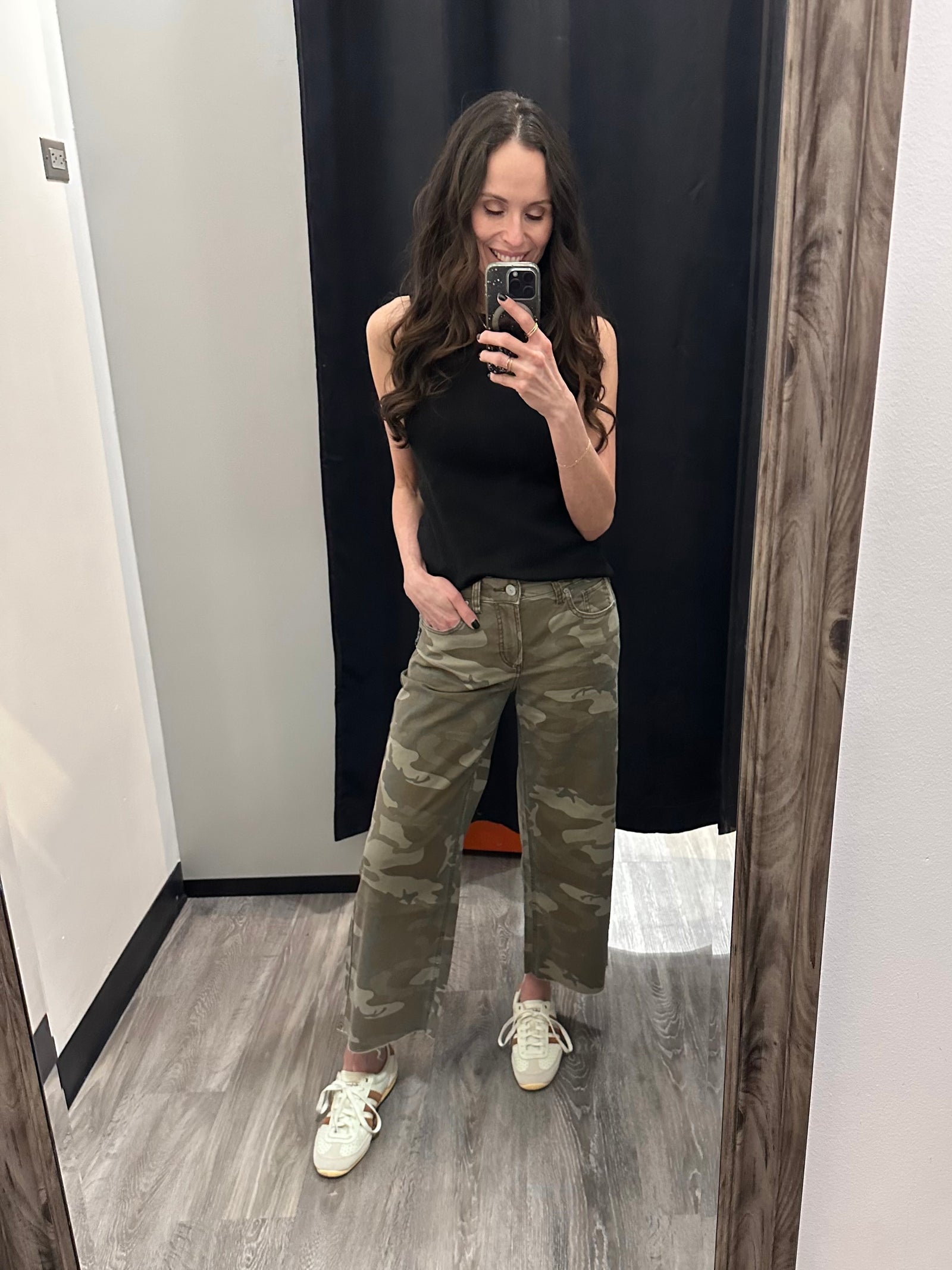Silver Suki Wide Leg Crop in Camo