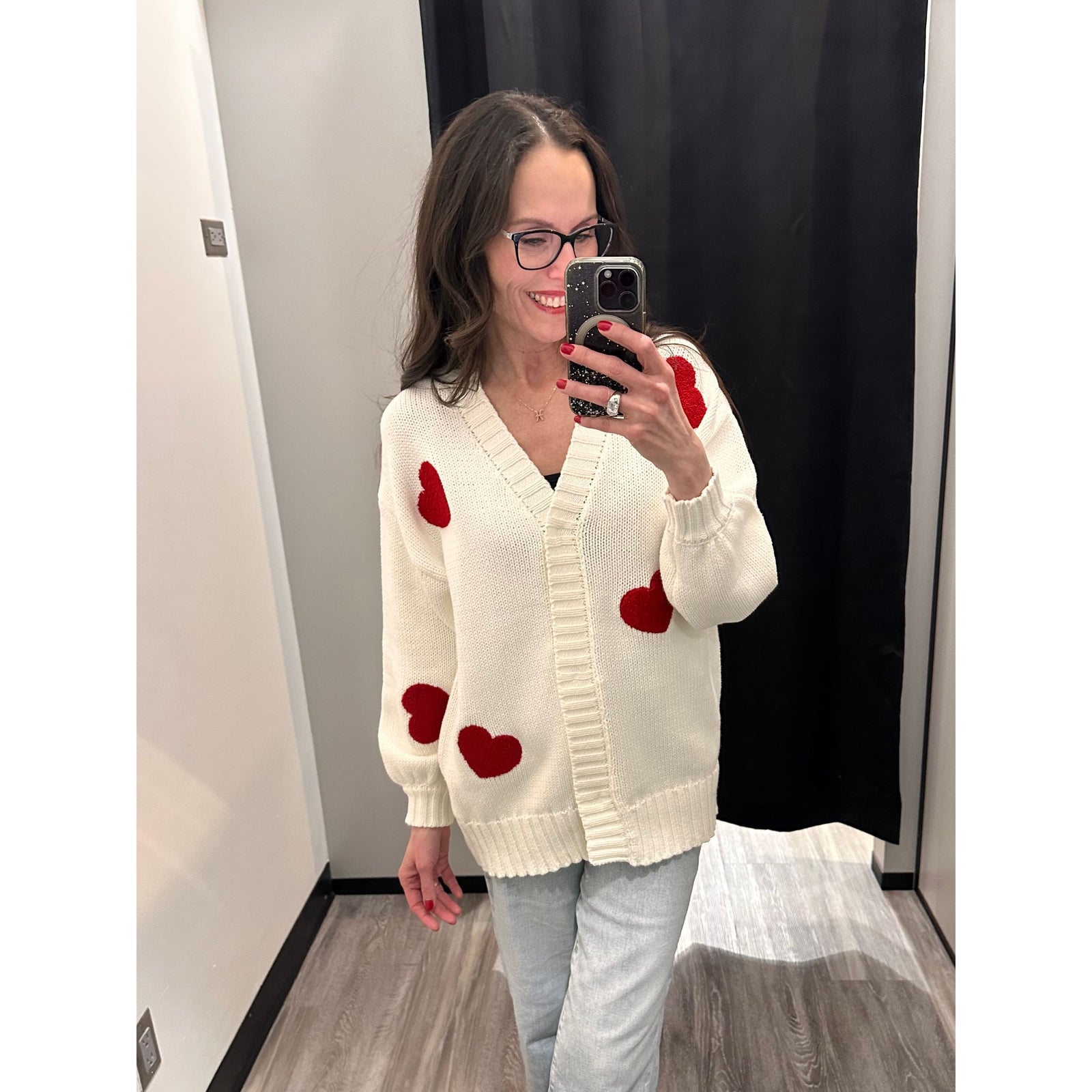 Brunette the Label All Over Heart Oversized Cardigan