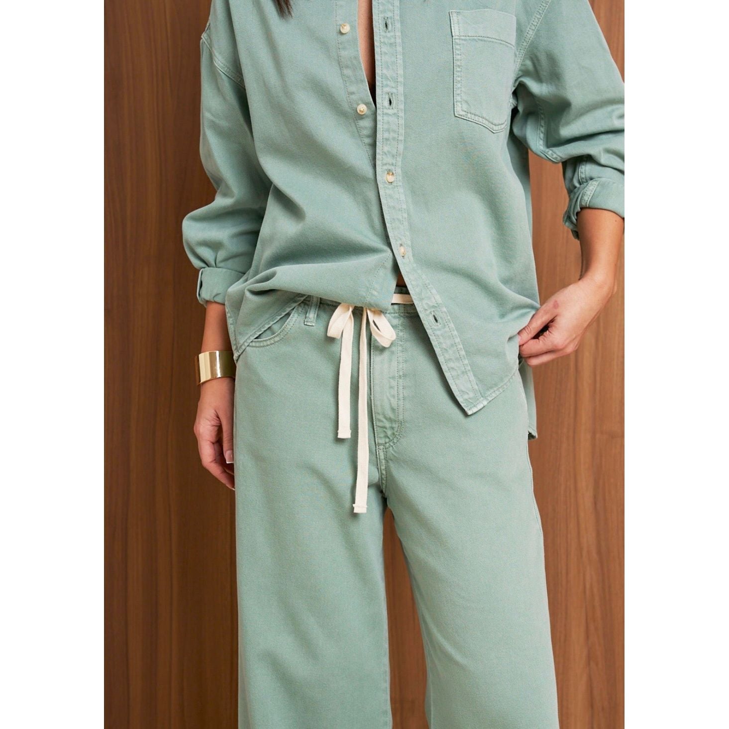 Silver Wide Leg Drawstring Beach Pant