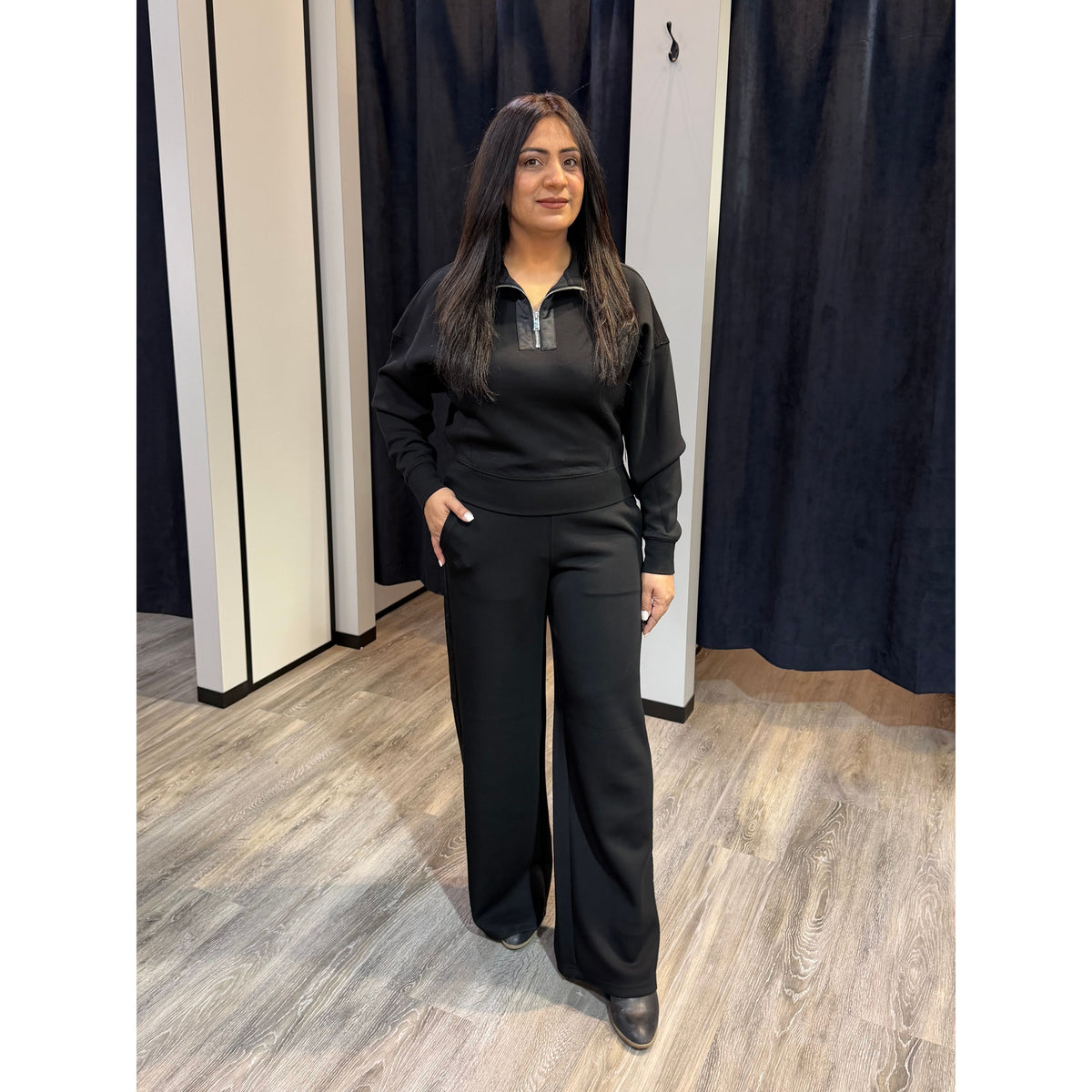 Mailyn Soft Knit w/ Satin Trim 1/2 Zip