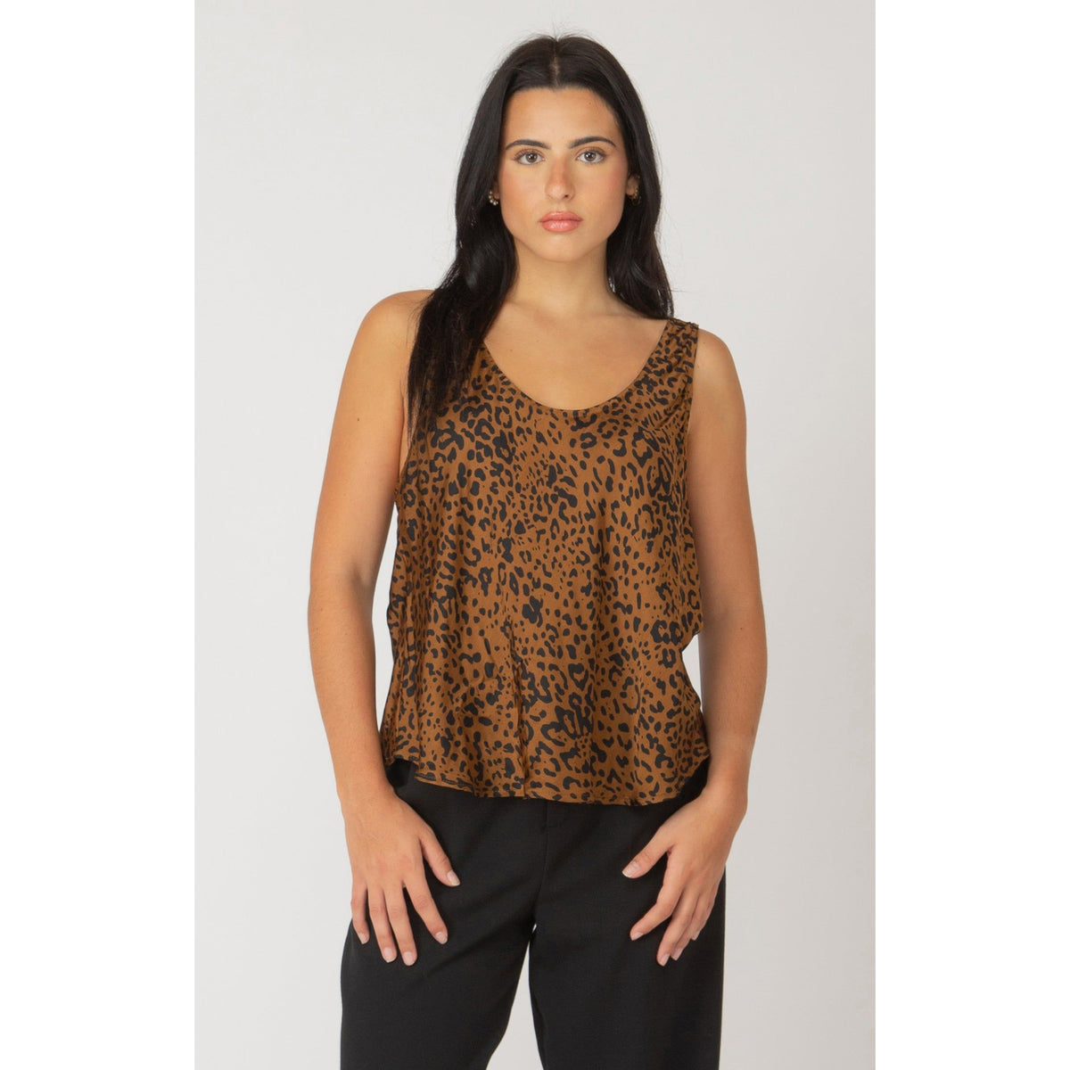 Dex Black Tape Leopard Scoop Neck Tank