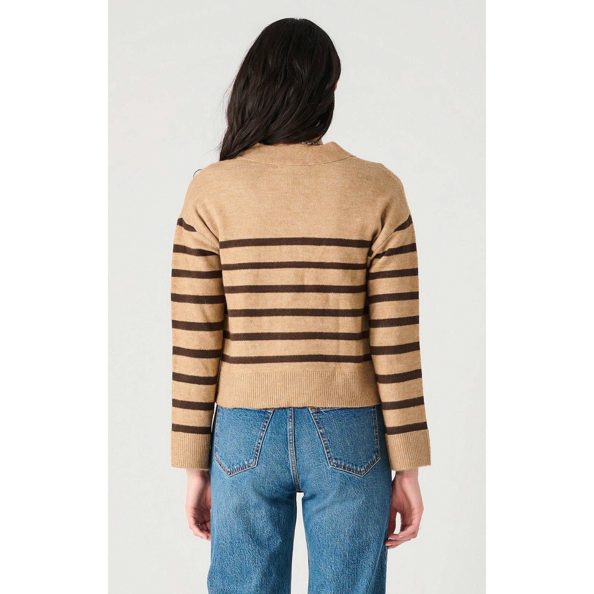 Dex Striped Buttoned Drop Shoulder Cardigan