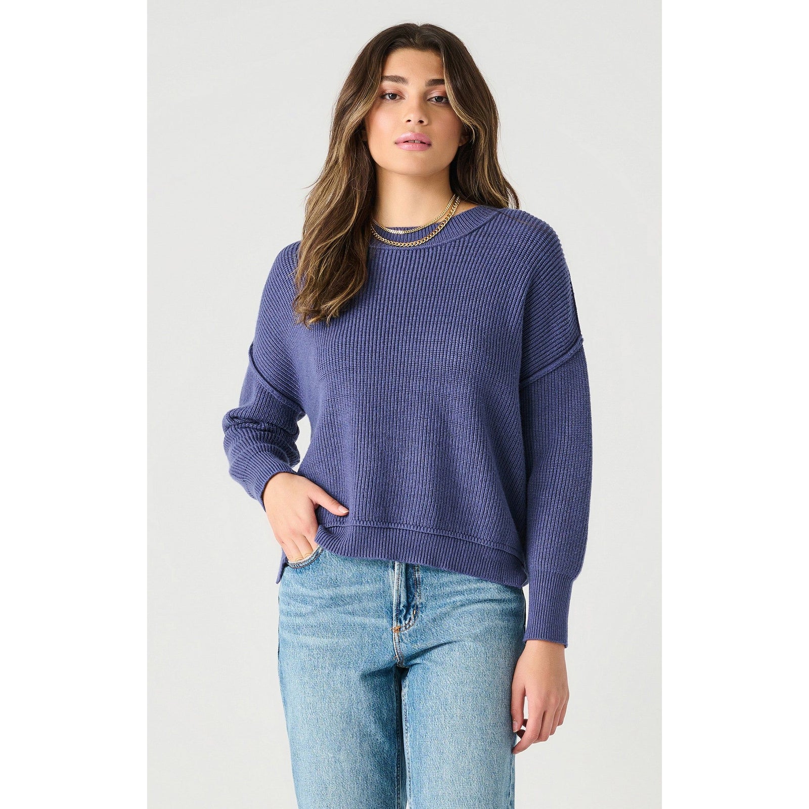 Dex Long Sleeve Drop Shoulder Mock Neck Sweater