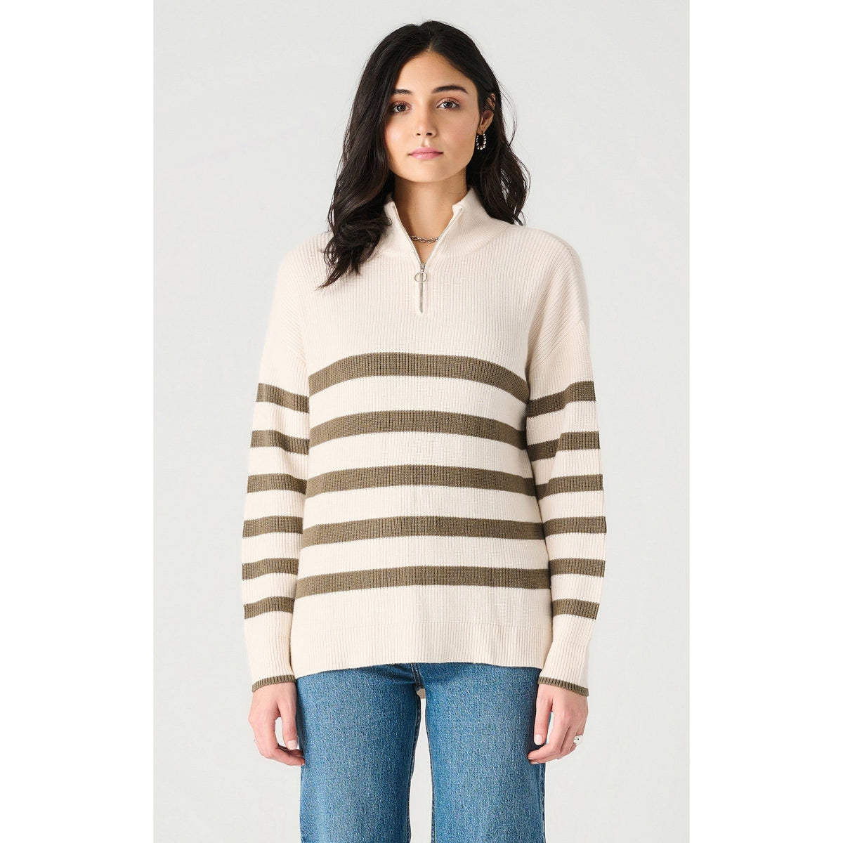 Dex LS Half Zip Striped Sweater