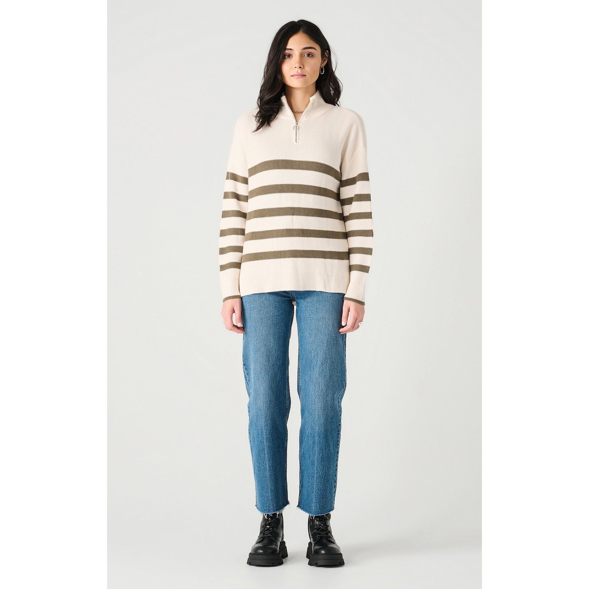 Dex LS Half Zip Striped Sweater