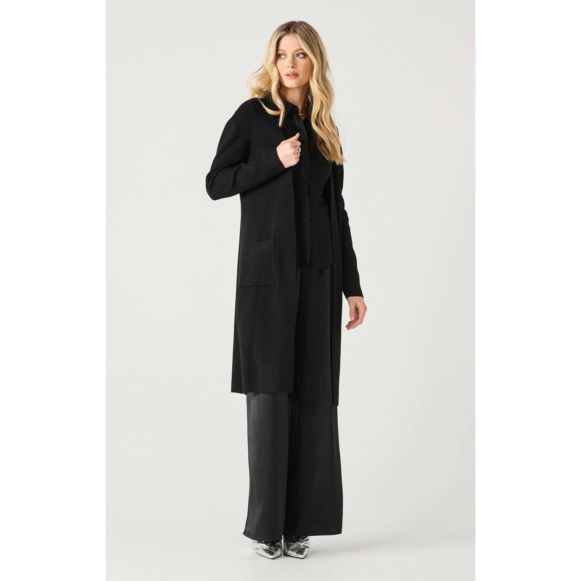 Dex Black Tape Long Sleeve Longline Open Cardigan