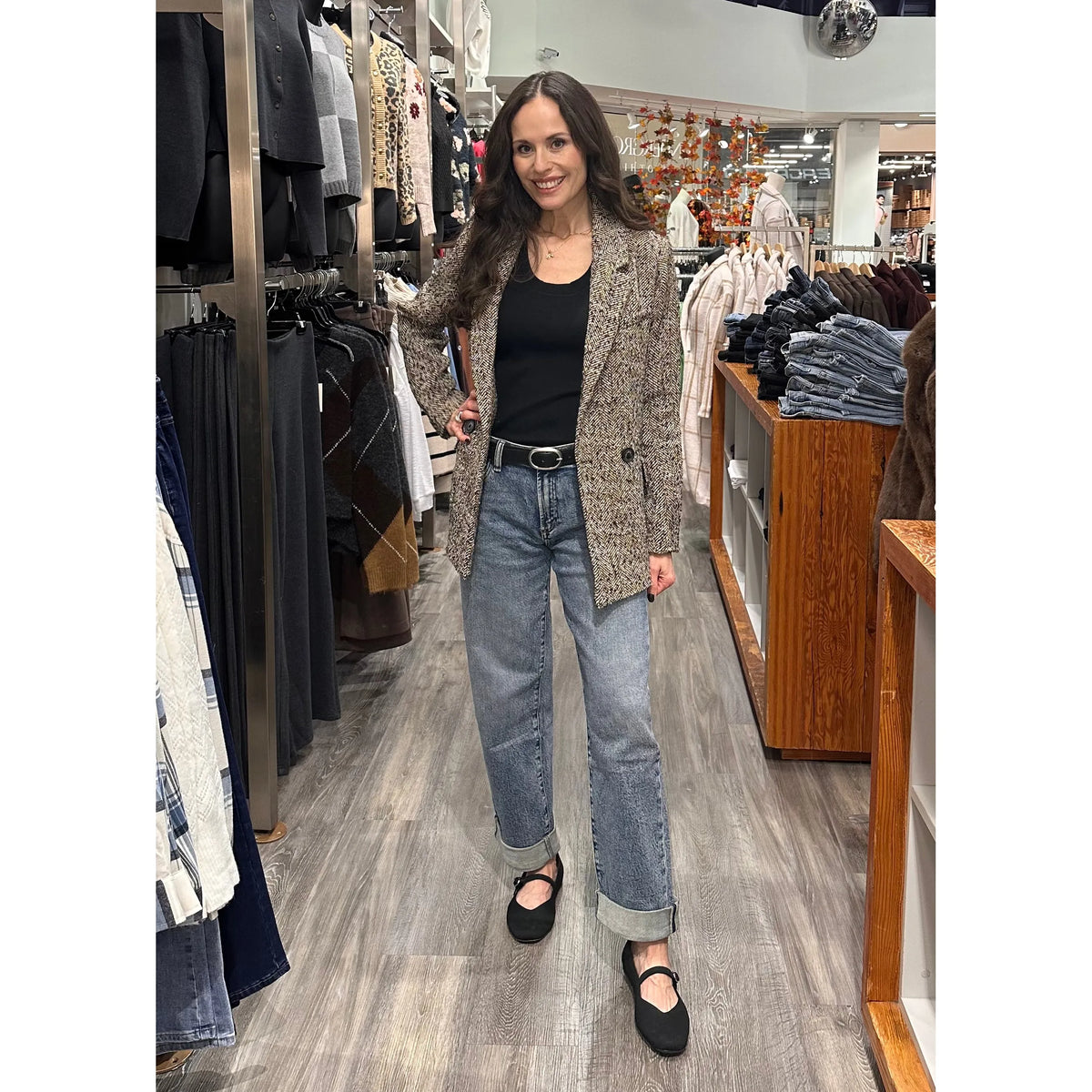 Dex Black Tape Textured Longline Blazer