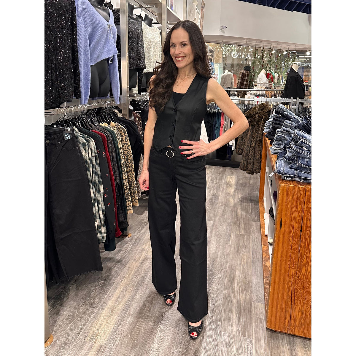 Silver Jeans Black Coated Denim Vest