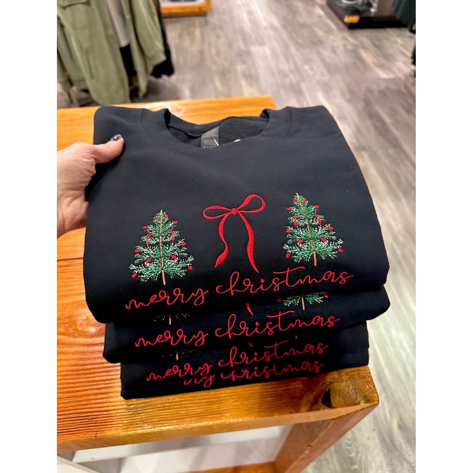Embroidered Merry Christmas Crew