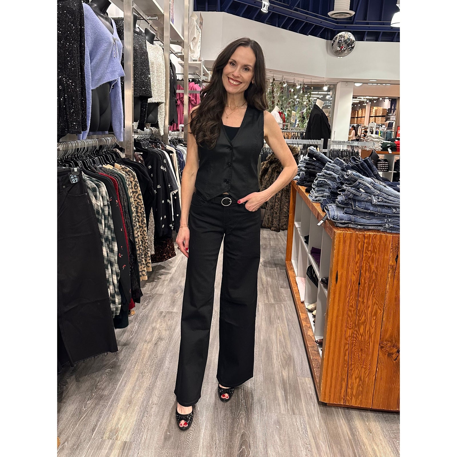 Silver Jeans Black Coated Denim Vest