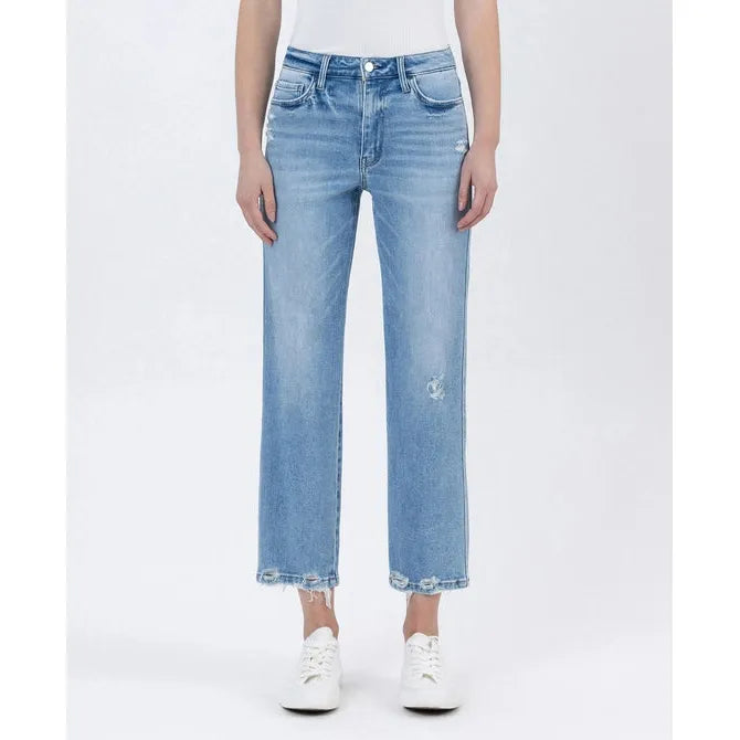 Flying Monkey Boatload High Rise Straight Crop Distressed Hem