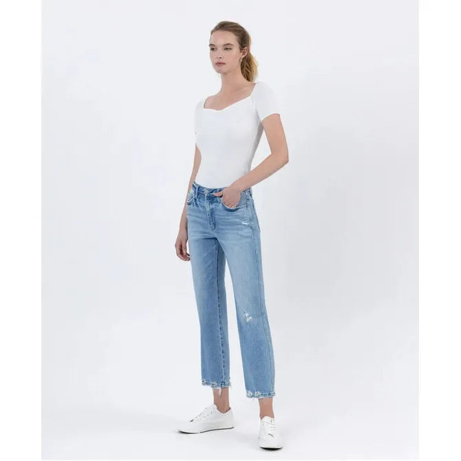Flying Monkey Boatload High Rise Straight Crop Distressed Hem