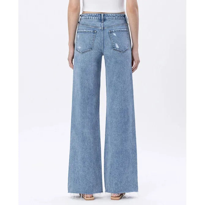 Flying Monkey Modernity Raw Hem High Rise Wide Leg