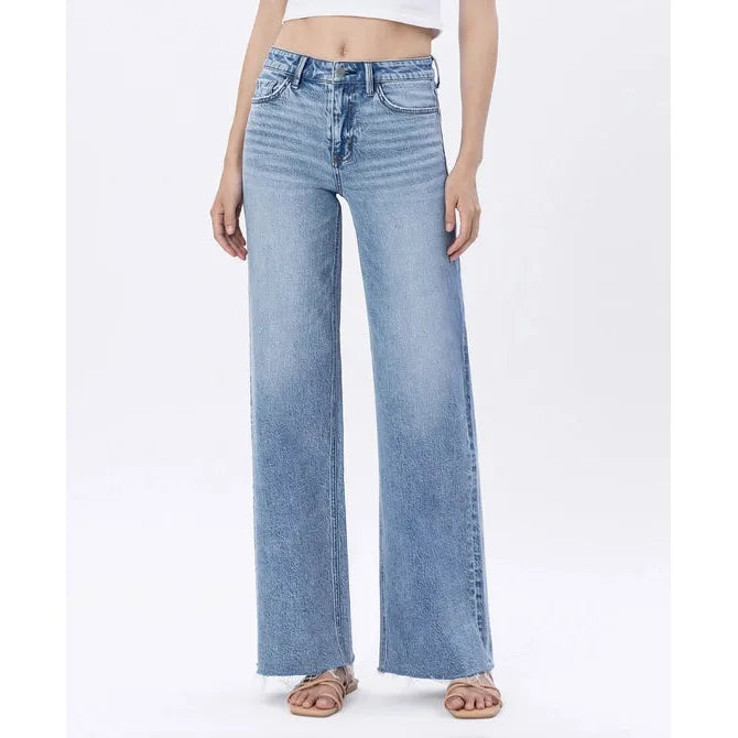 Flying Monkey Modernity Raw Hem High Rise Wide Leg