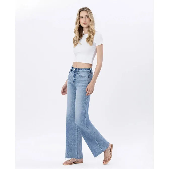 Flying Monkey Modernity Raw Hem High Rise Wide Leg