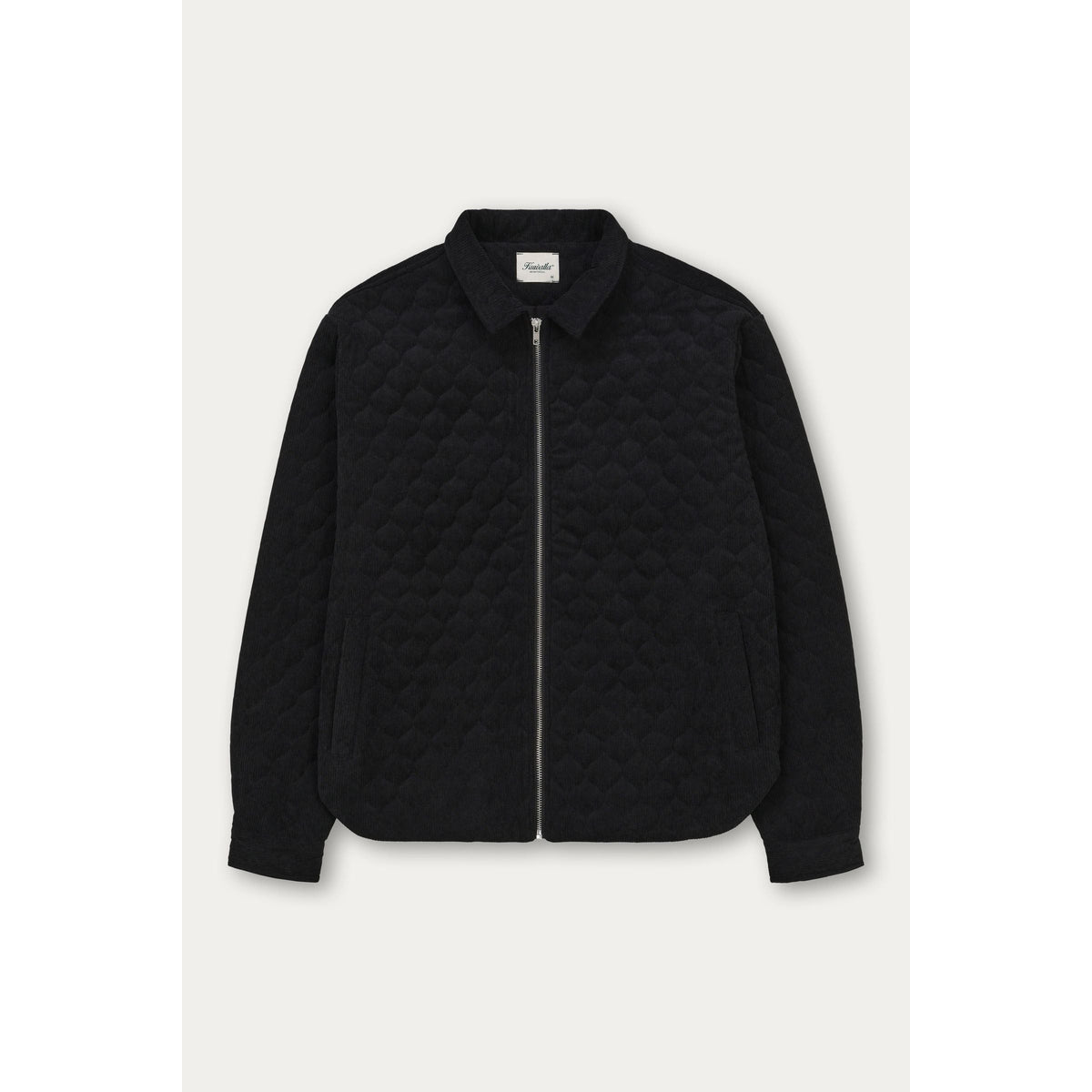 Kuwalla Quilted Corduroy Shacket — black quilted corduroy zip jacket for fall by Kuwalla