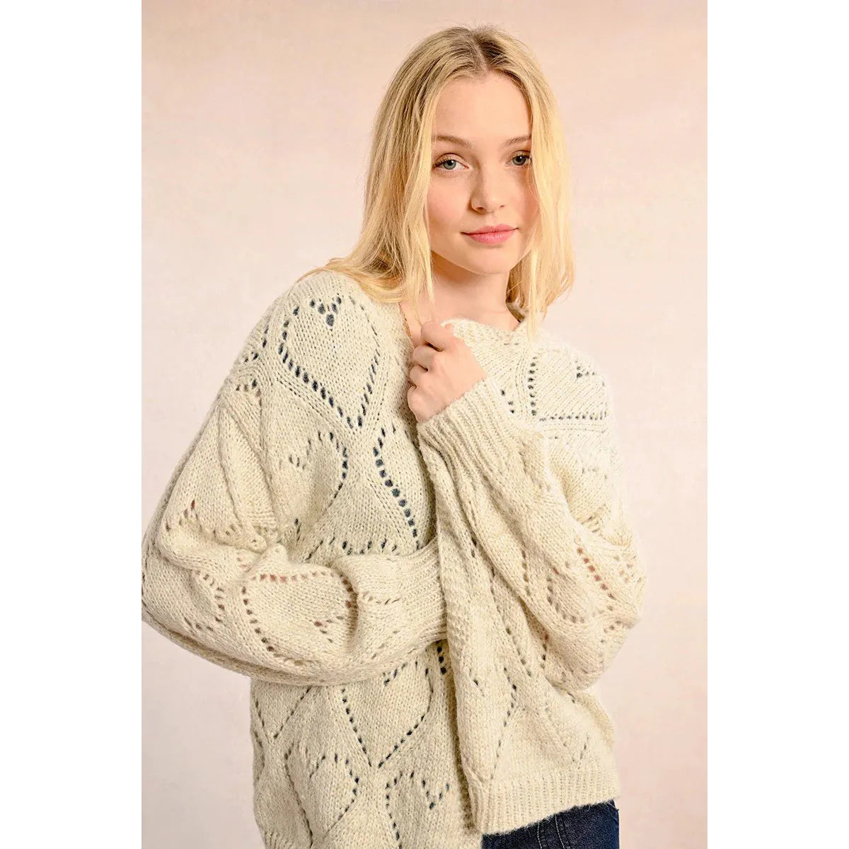 Molly Bracken Pointelle Knit Oversized Cardigan