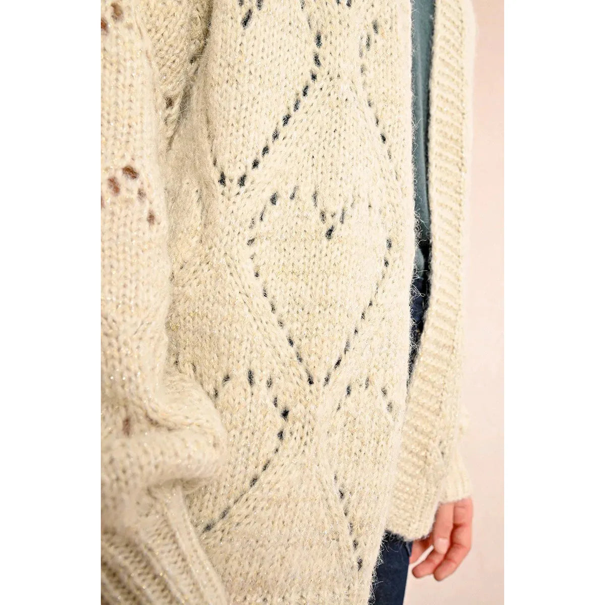 Molly Bracken Pointelle Knit Oversized Cardigan