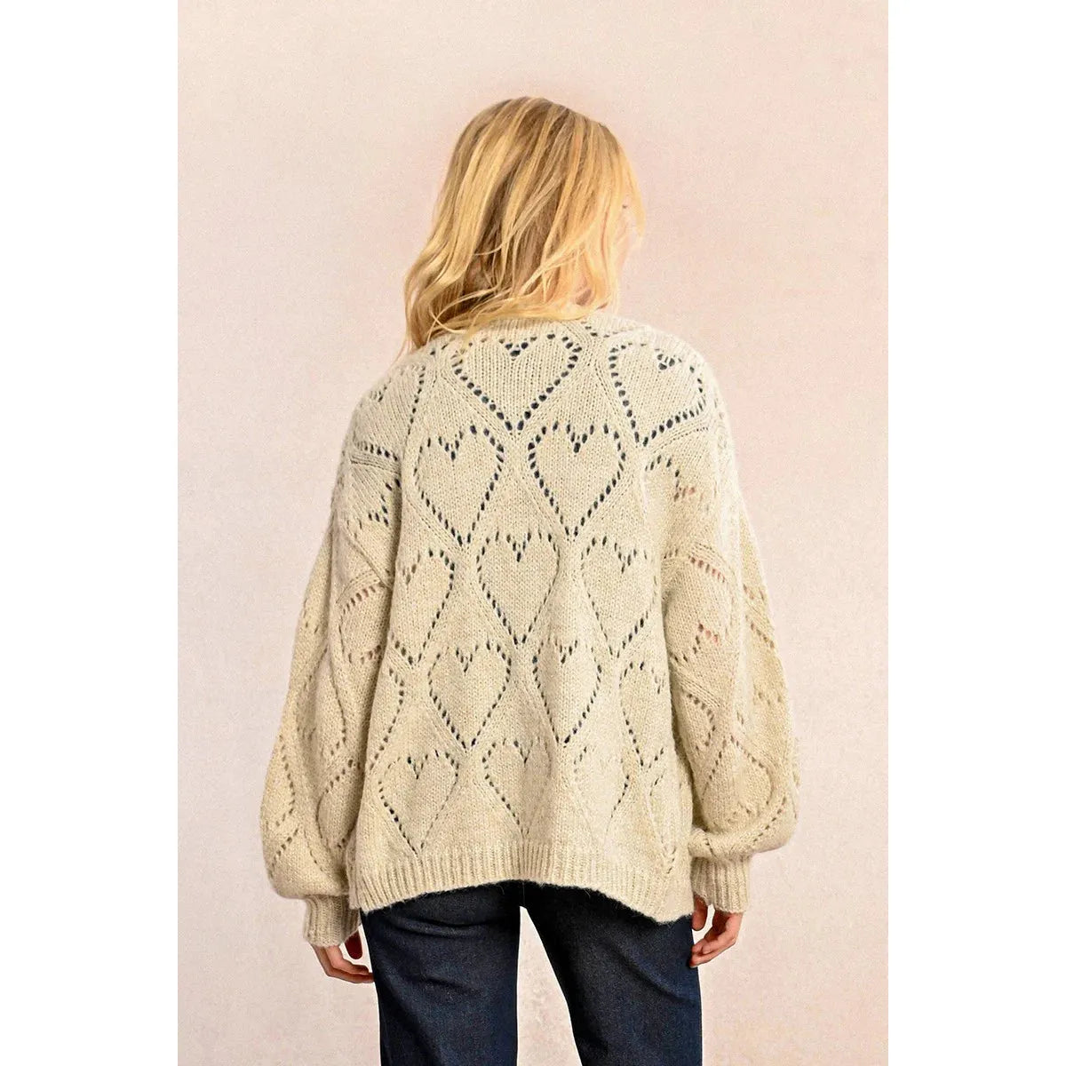 Molly Bracken Pointelle Knit Oversized Cardigan