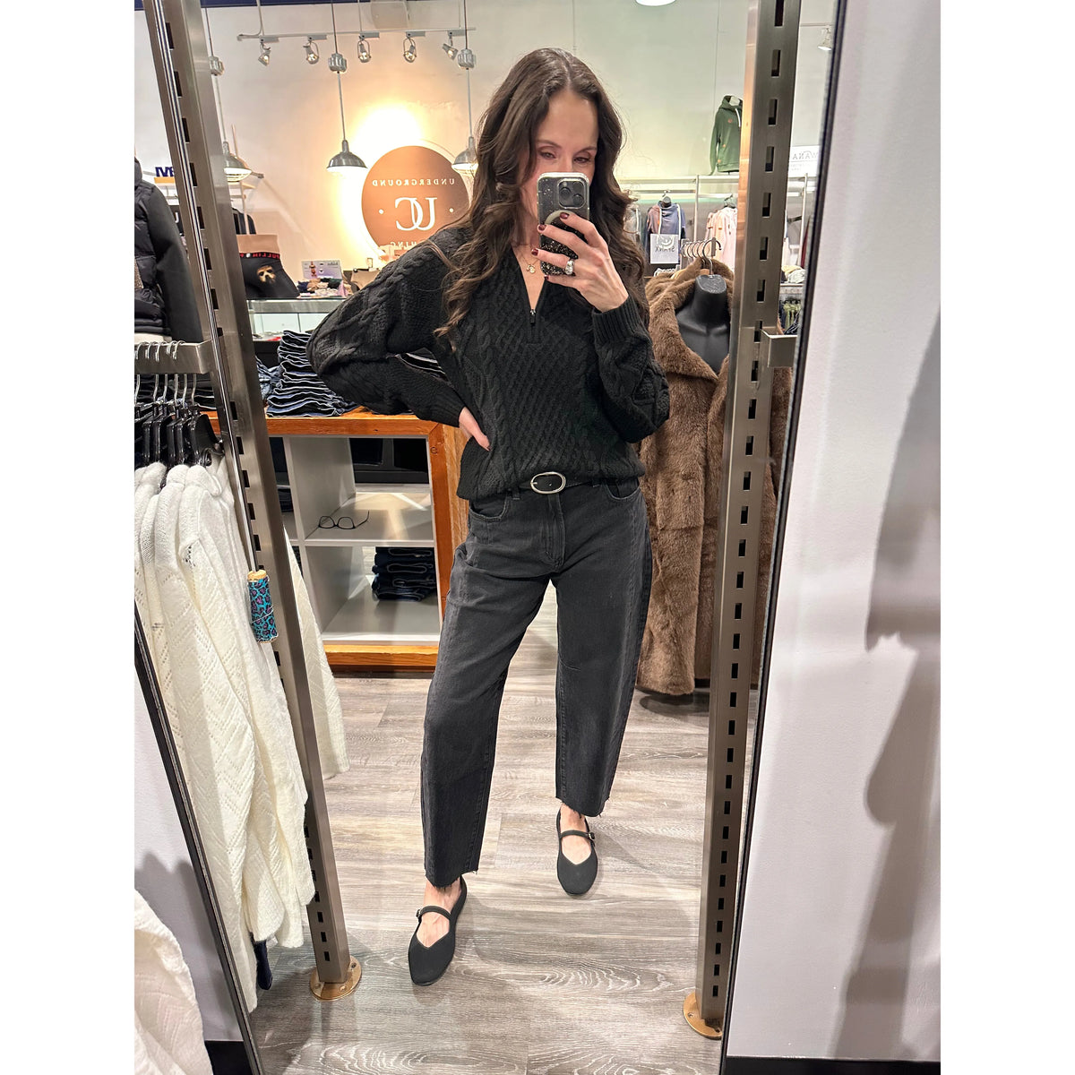 Room 34 Half Zip Cable Knit Sweater