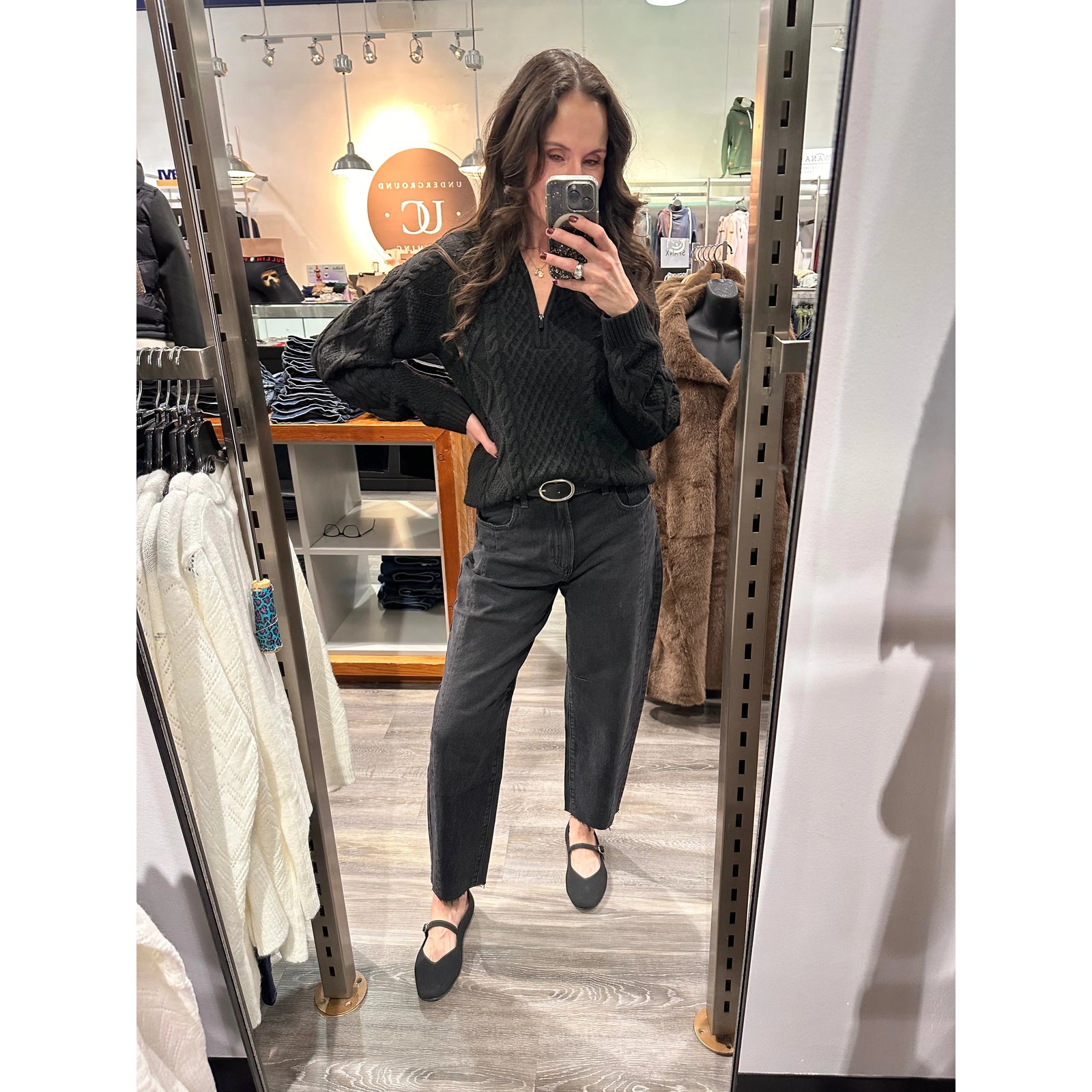 Room 34 Half Zip Cable Knit Sweater