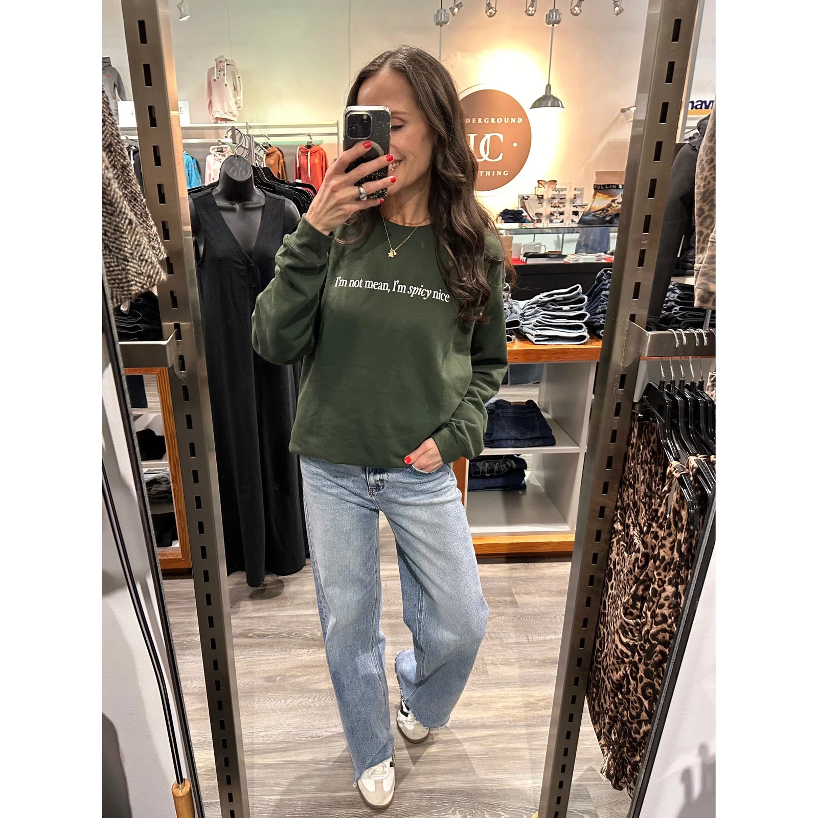 I'm not Mean, I'm Spicy Nice Crew sweatshirt, bold attitude meets cozy comfort from Spicy Nice Crew.