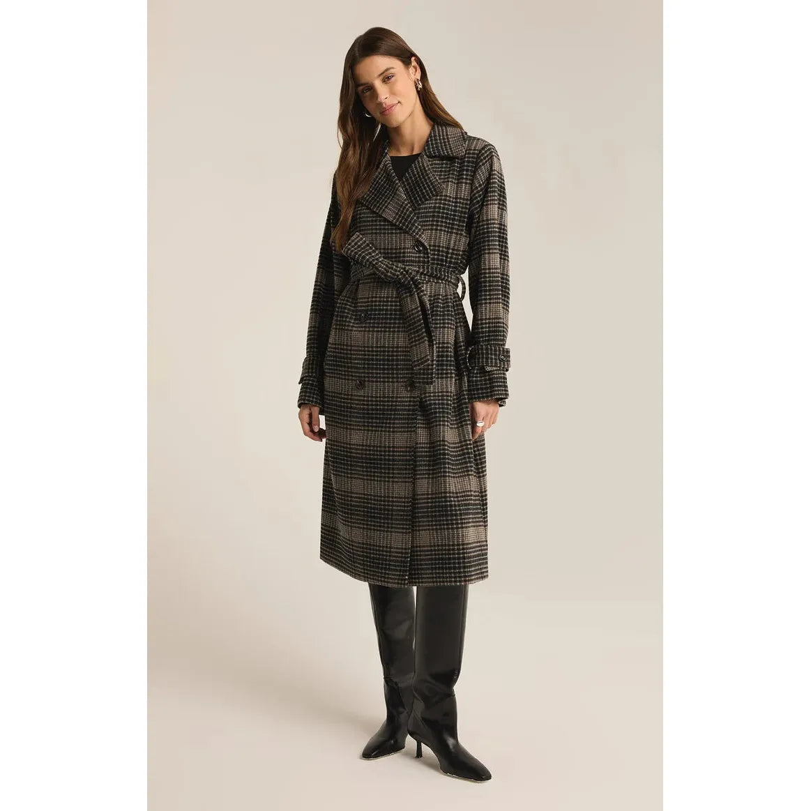 Z Supply Jackie Plaid Trench Coat