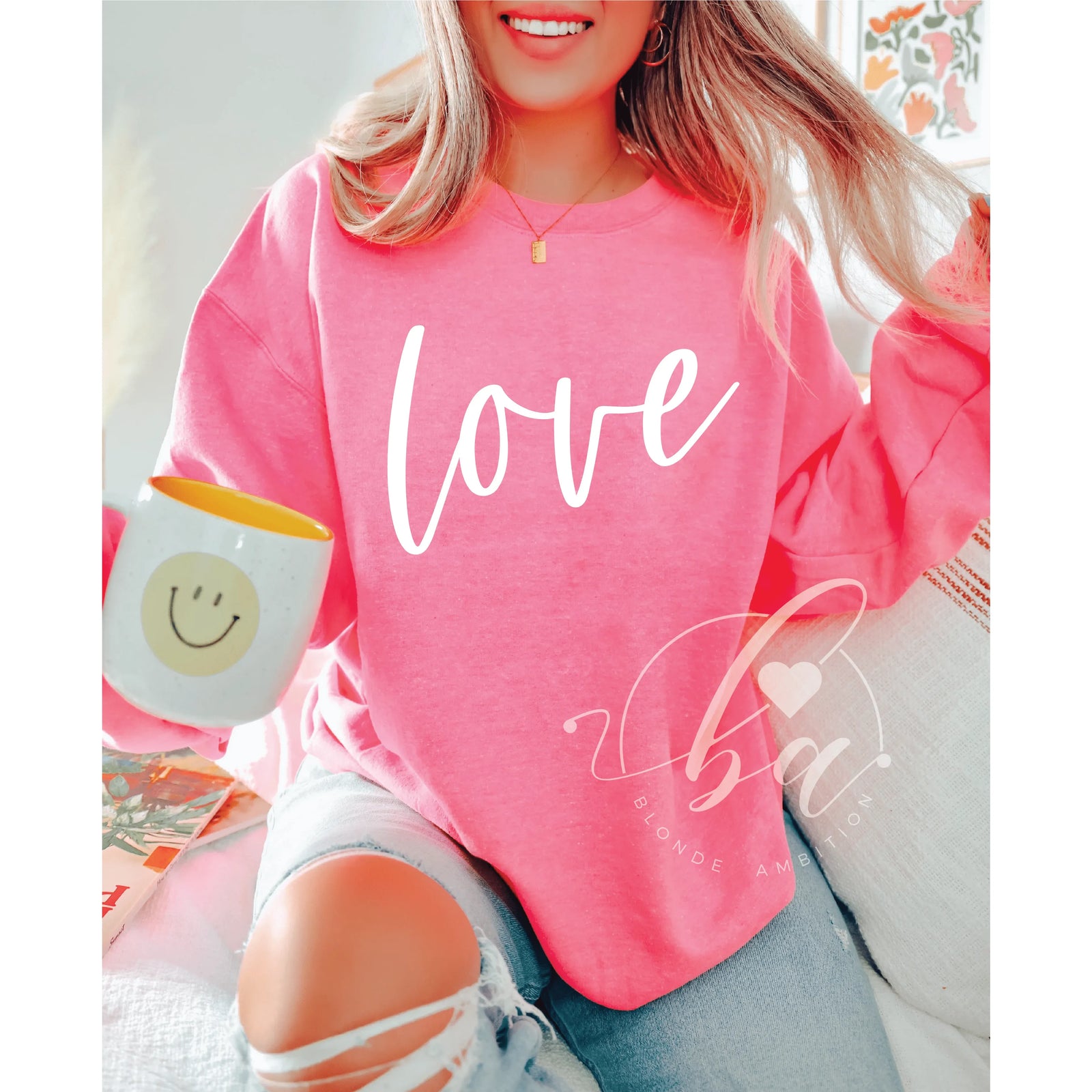 Blonde Ambition Neon Pink / S Big Love Crew