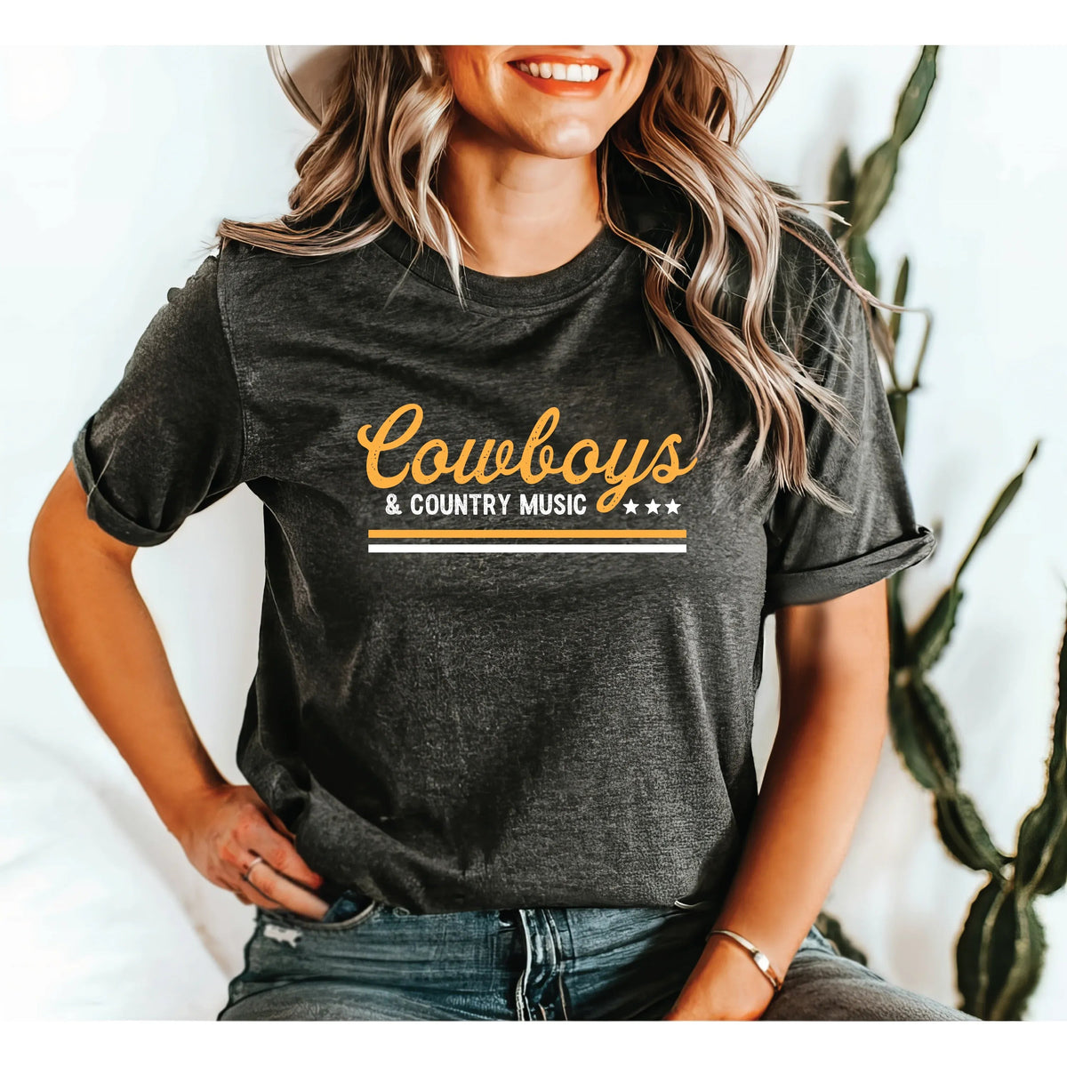 Blonde Ambition Heather Charcoal / S Cowboys &amp; Country Music Tee