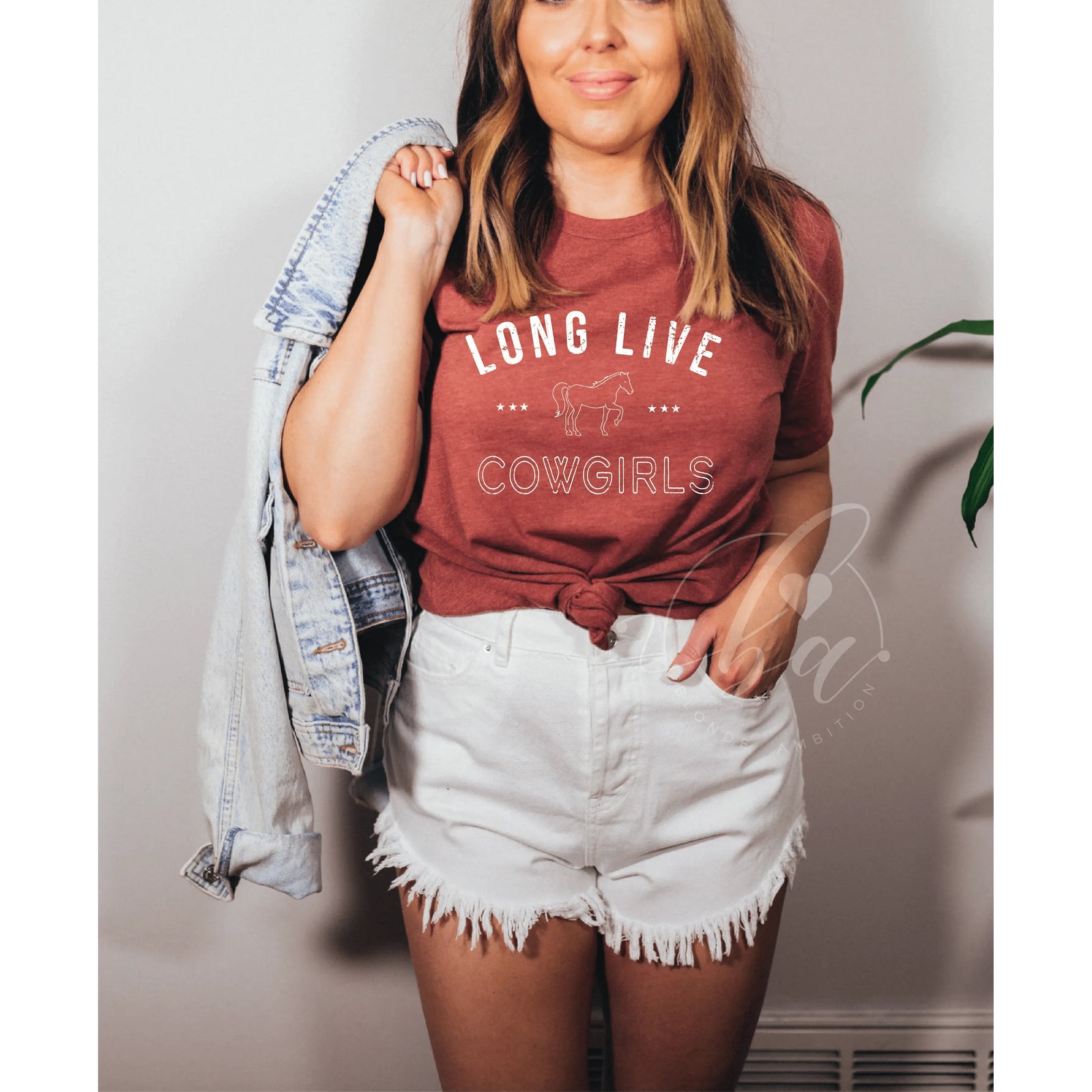 Blonde Ambition Heather Clay / S Long Live Cowgirls Tee