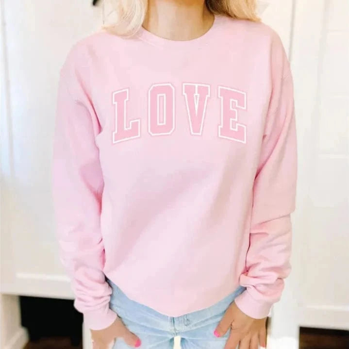 Blonde Ambition Pink / S Love Varsity Cozy Crew