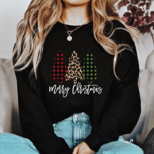 Blonde Ambition Merry Christmas Plaid Trees