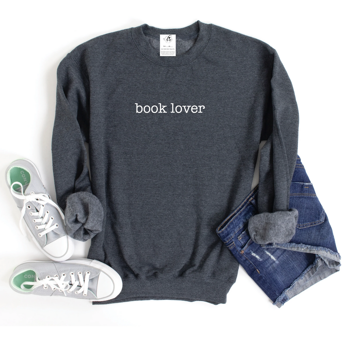 Book Lover Charcoal Crew