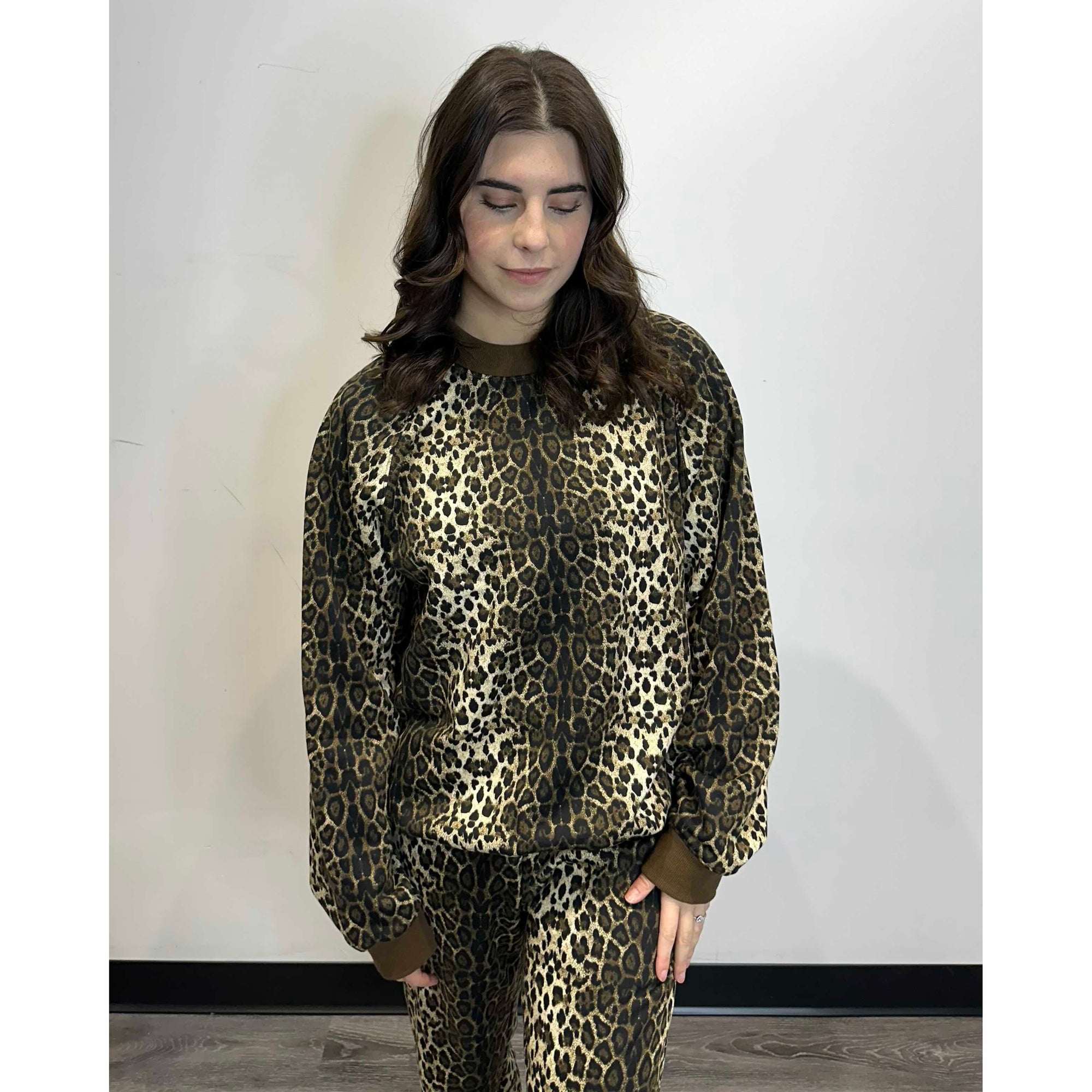 Brunette the Label Leopard Print Perfect Crew